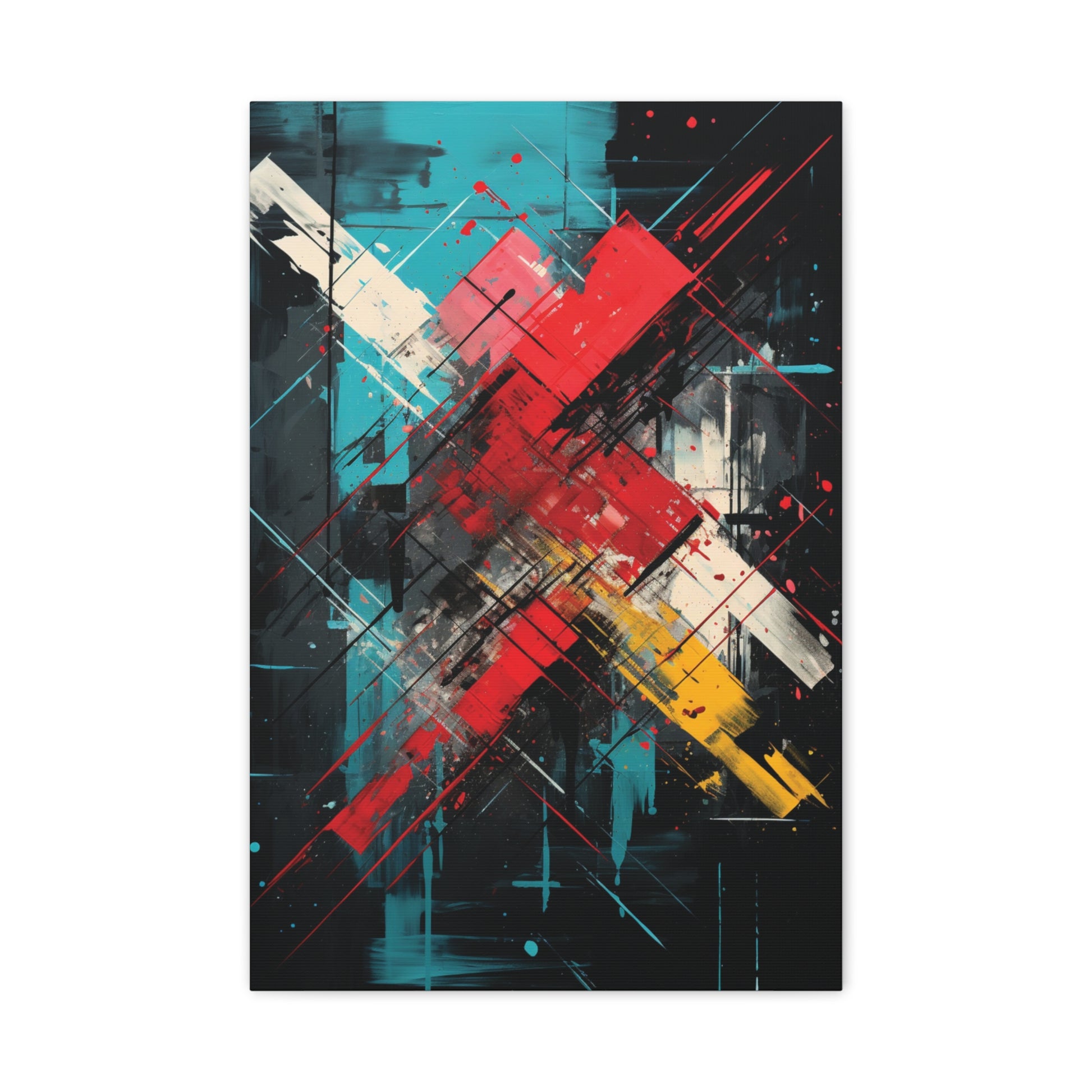 Crimson Impact — Bold Geometric Abstract Wall Art