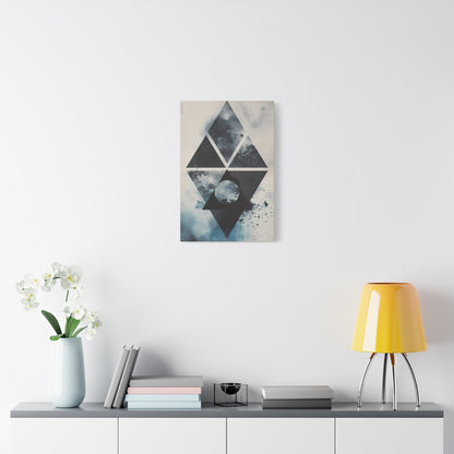 Geometric Galaxy Canvas Wall Art — Abstract Triangle Moon Print