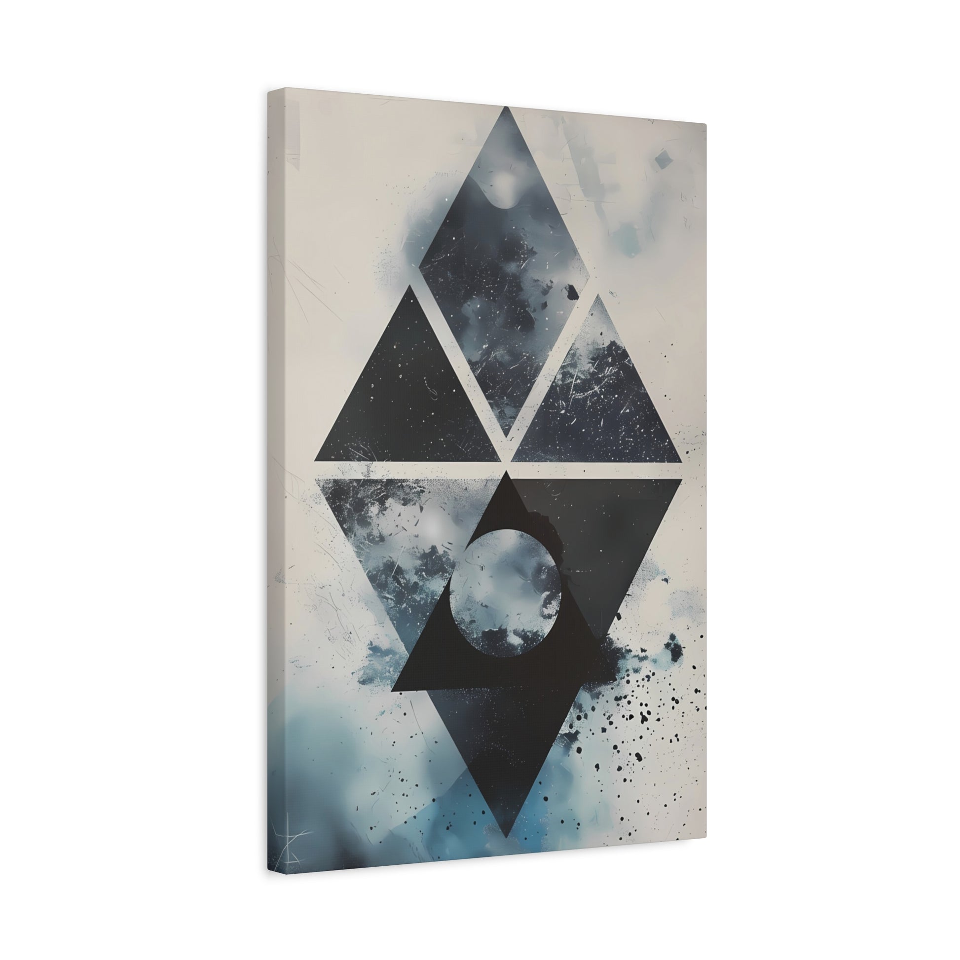 Geometric Galaxy Canvas Wall Art — Abstract Triangle Moon Print