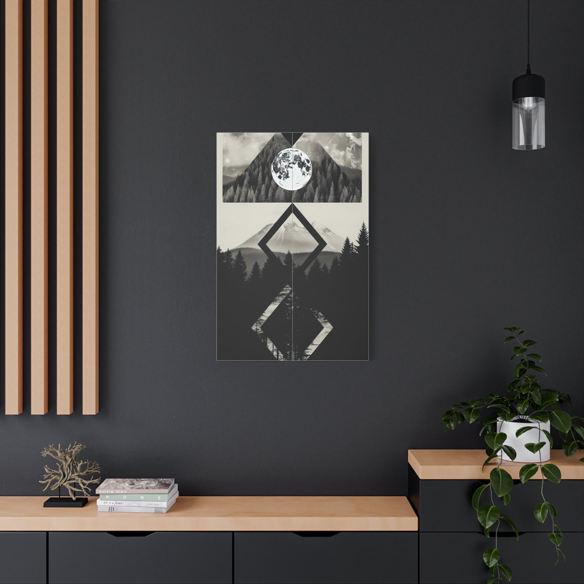 Black and White Mountain Canvas Art Print