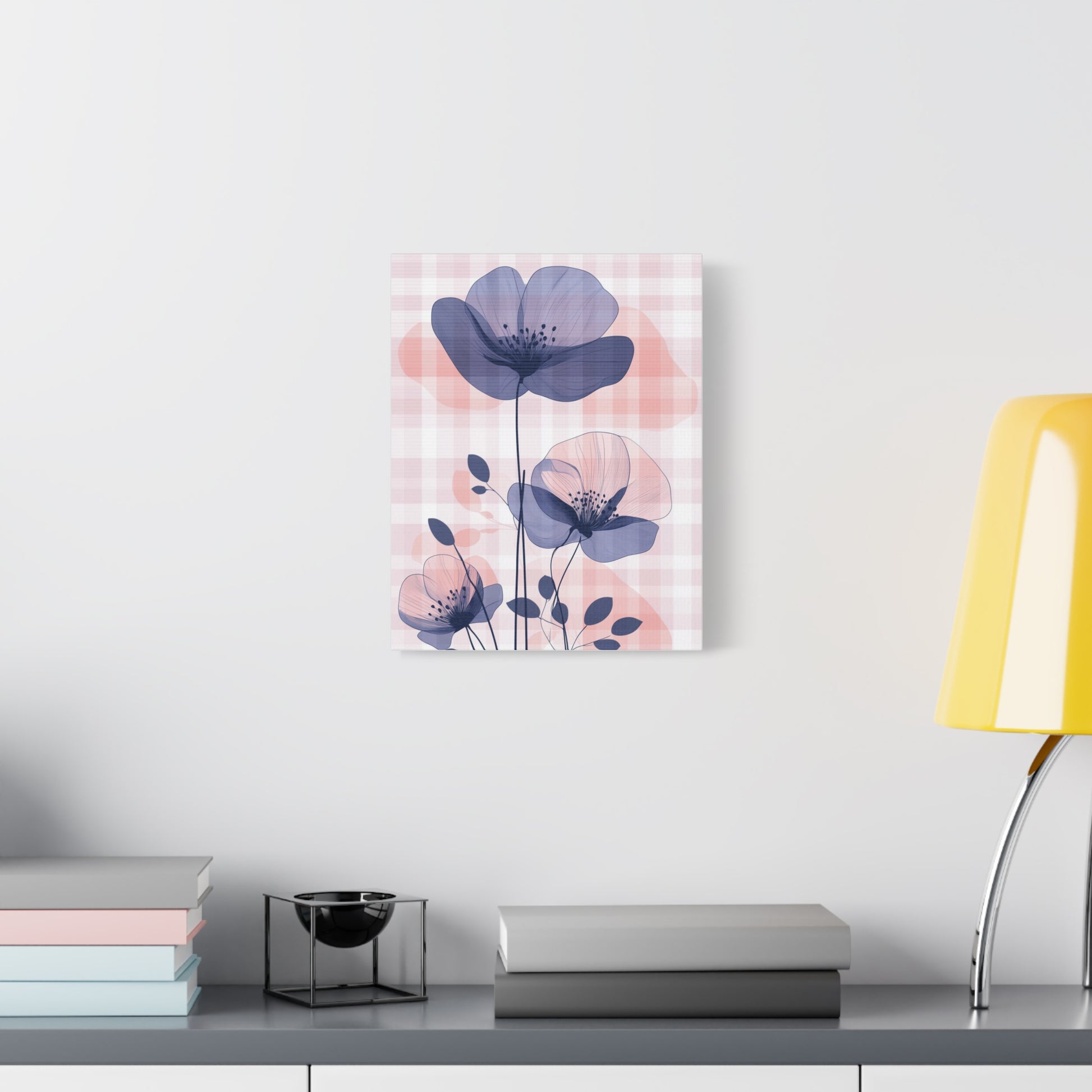 Blush & Indigo Blooms — Delicate Floral Illustration