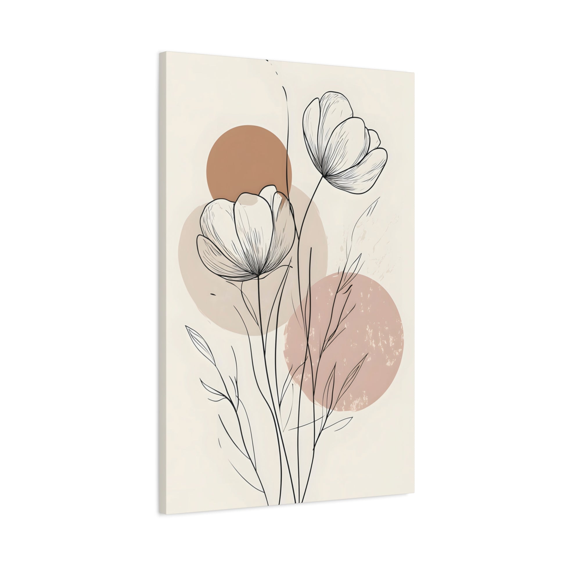Neutral Floral Line Art Canvas Print — Minimal Poppy Wall Decor