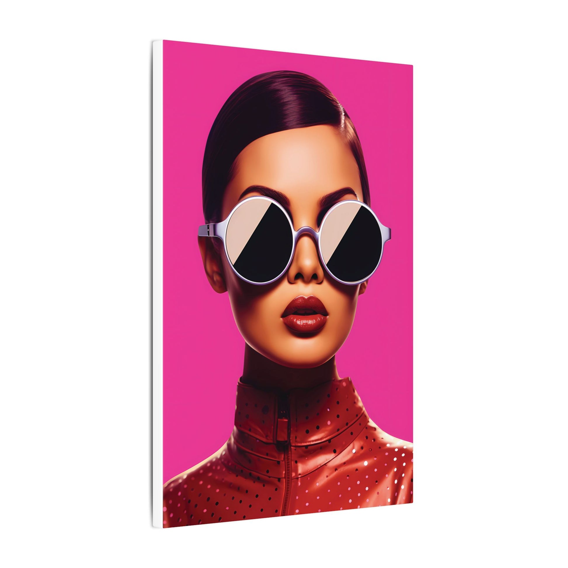Fashionable Wall Art Canvas - Bold Pink Portrait with Sunglasses