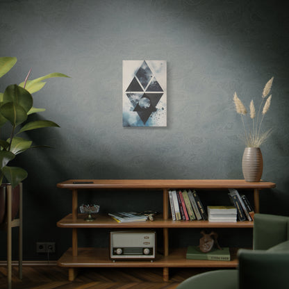 Geometric Galaxy Canvas Wall Art — Abstract Triangle Moon Print