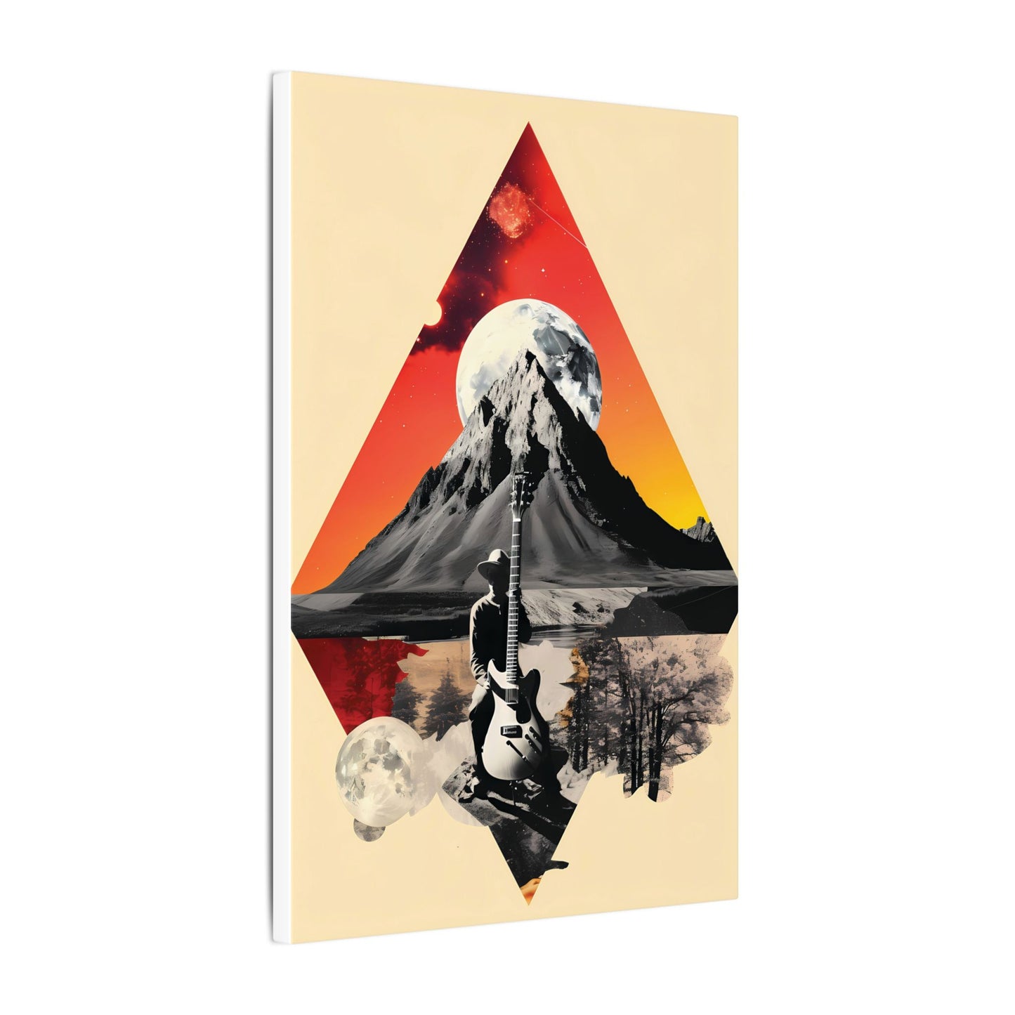 Mountain Music Canvas Art Print - Vibrant Guitar & Landscape Decor