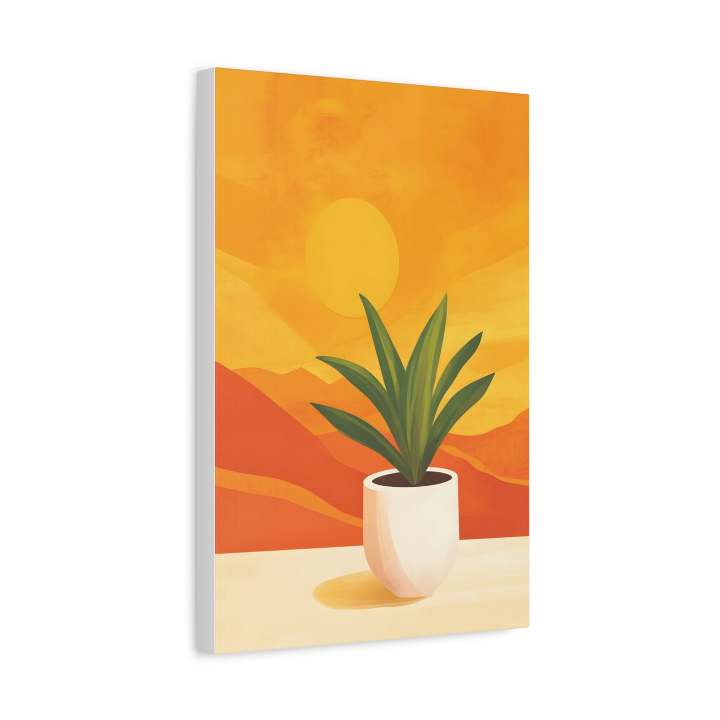 Minimalist Plant Poster in Warm Sunset Tones