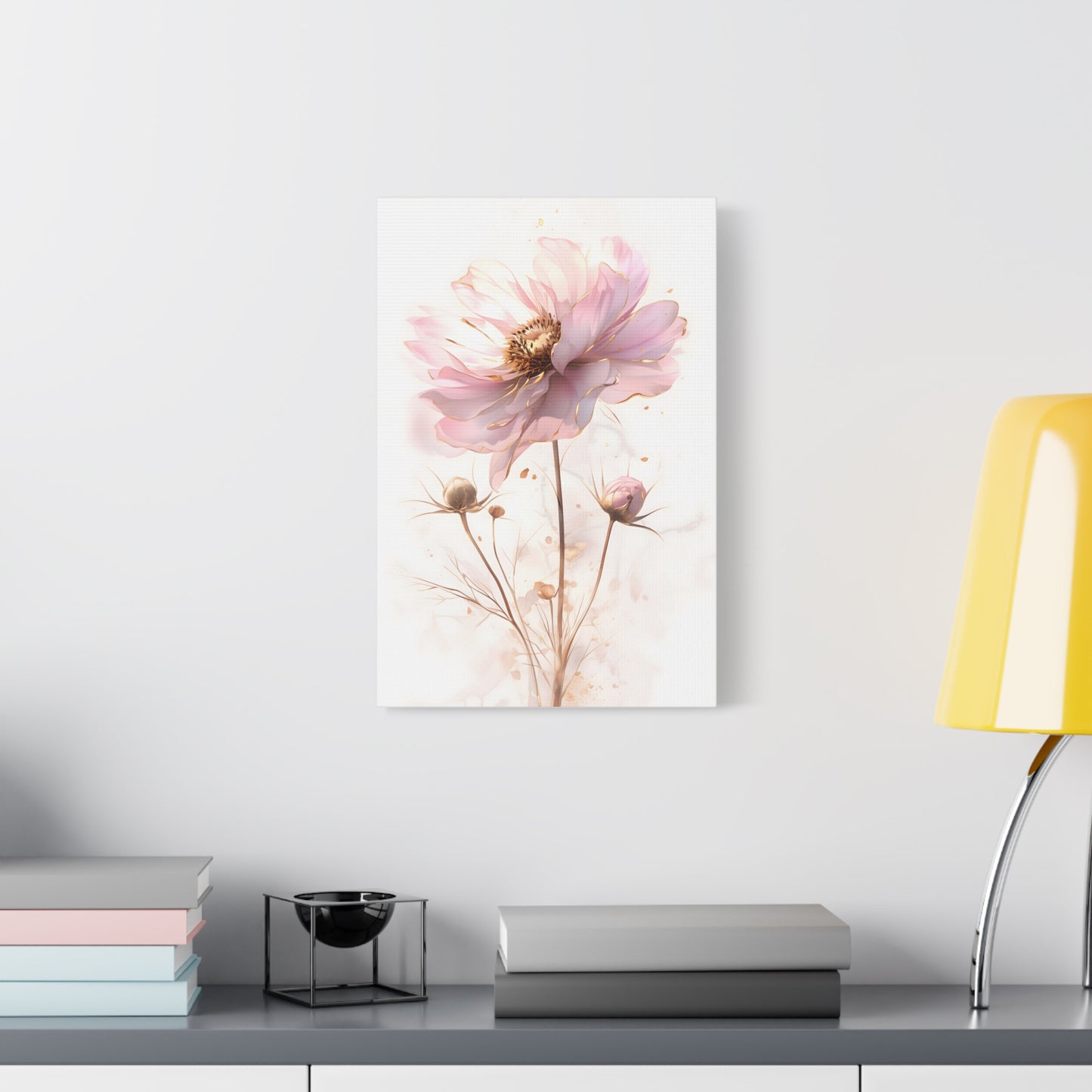 Romantic Blush Floral Illustration with Gold Details