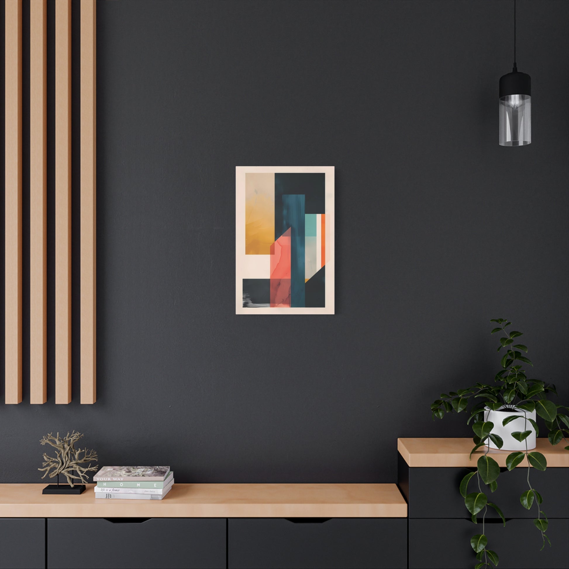 Abstract Geometric Canvas Art — Modern Colorblock Matte Stretched Print