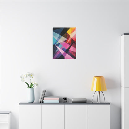 Prismatic Fusion Abstract Canvas Art: Geometric Color Burst