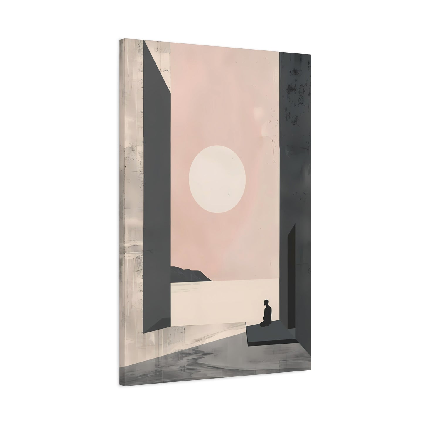 Serene Sunset Minimalist Canvas Art — Meditation Seascape Matte Stretched Print