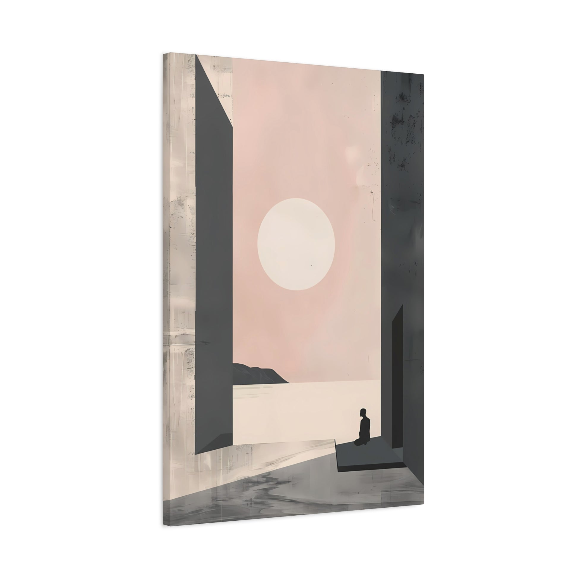 Serene Sunset Minimalist Canvas Art — Meditation Seascape Matte Stretched Print