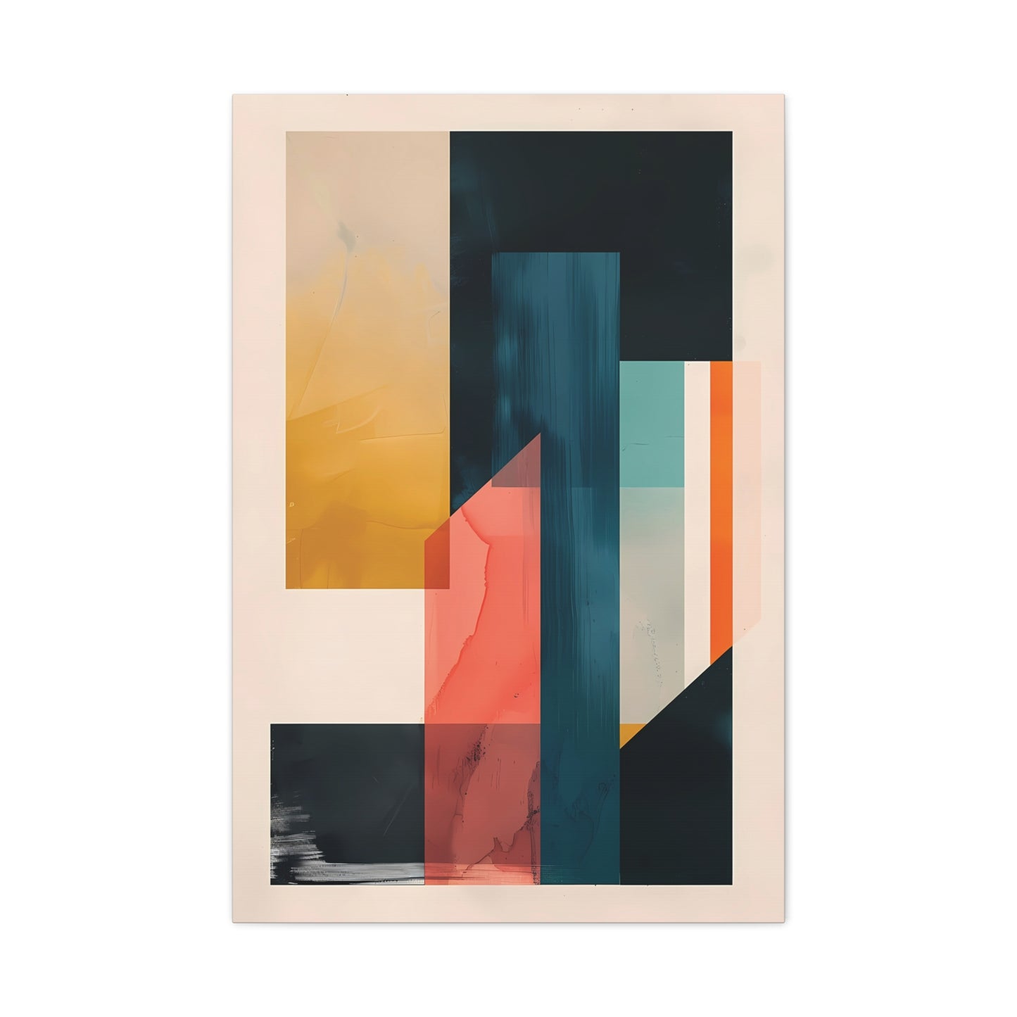 Abstract Geometric Canvas Art — Modern Colorblock Matte Stretched Print