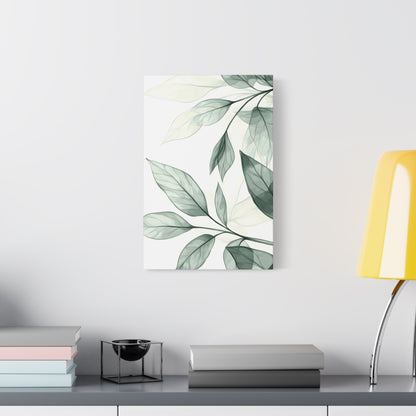 Botanical Leaf Canvas Print – Green Watercolor Stretched Wall Art