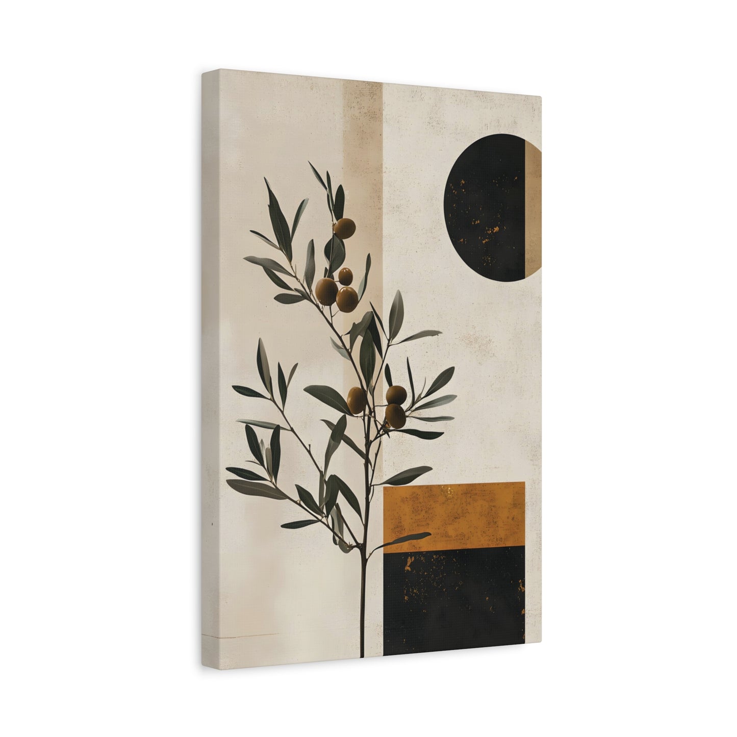 Modern Olive Branch Canvas Art — Minimalist Botanical Wall Decor