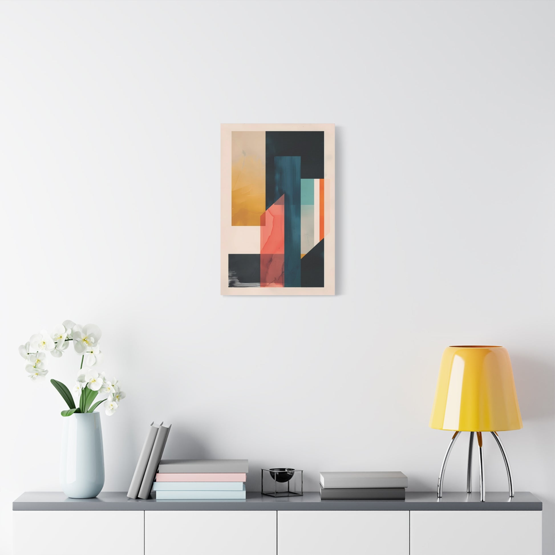 Abstract Geometric Canvas Art — Modern Colorblock Matte Stretched Print
