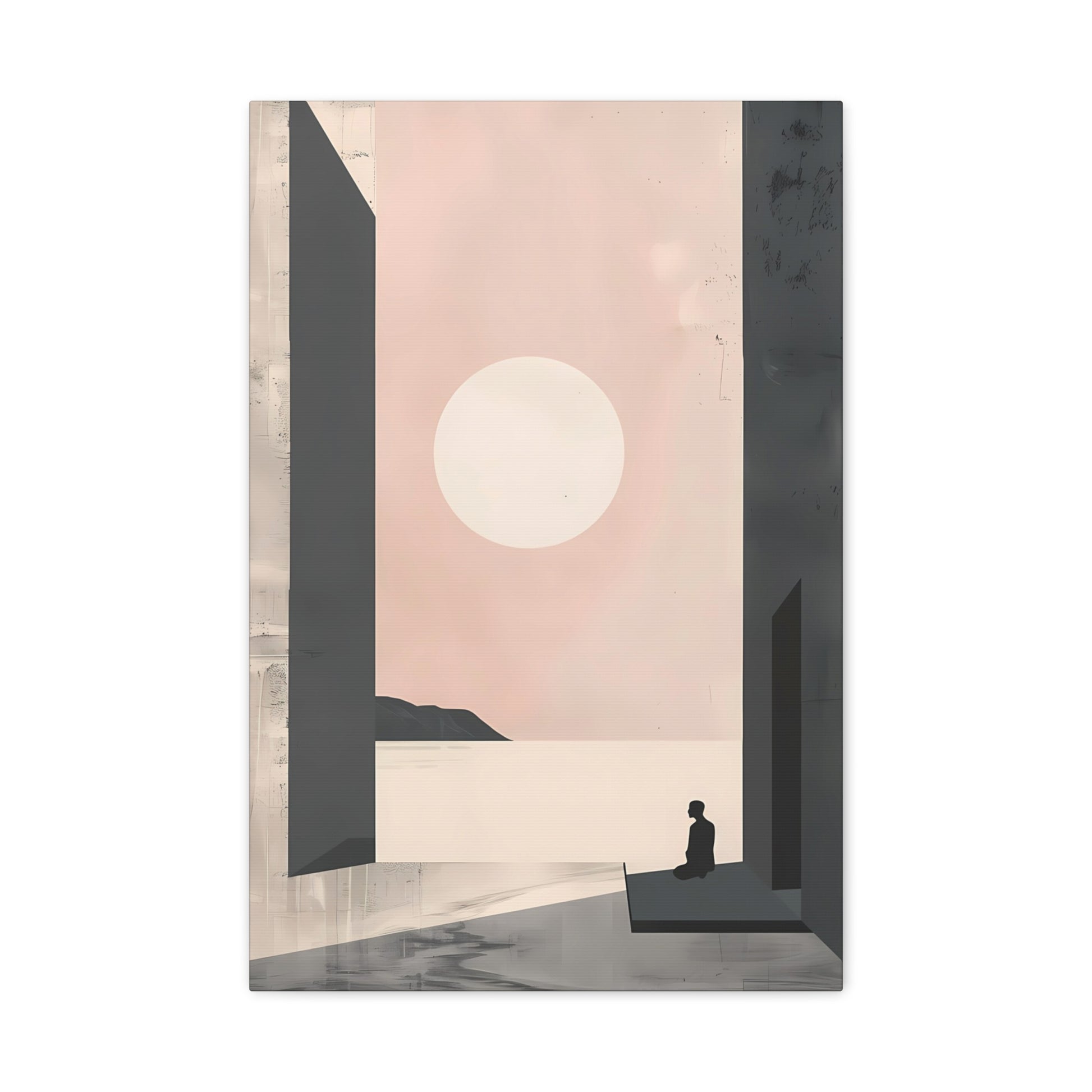 Serene Sunset Minimalist Canvas Art — Meditation Seascape Matte Stretched Print