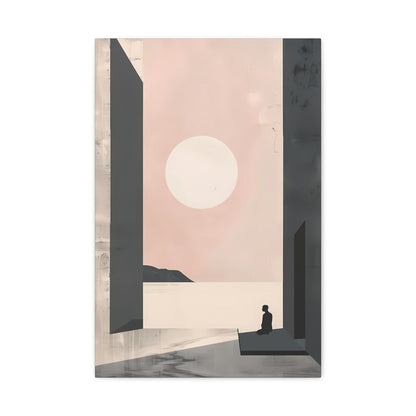 Serene Sunset Minimalist Canvas Art — Meditation Seascape Matte Stretched Print