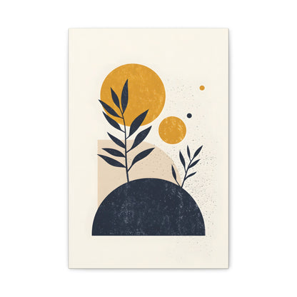 Minimalist Sun and Leaves Illustration