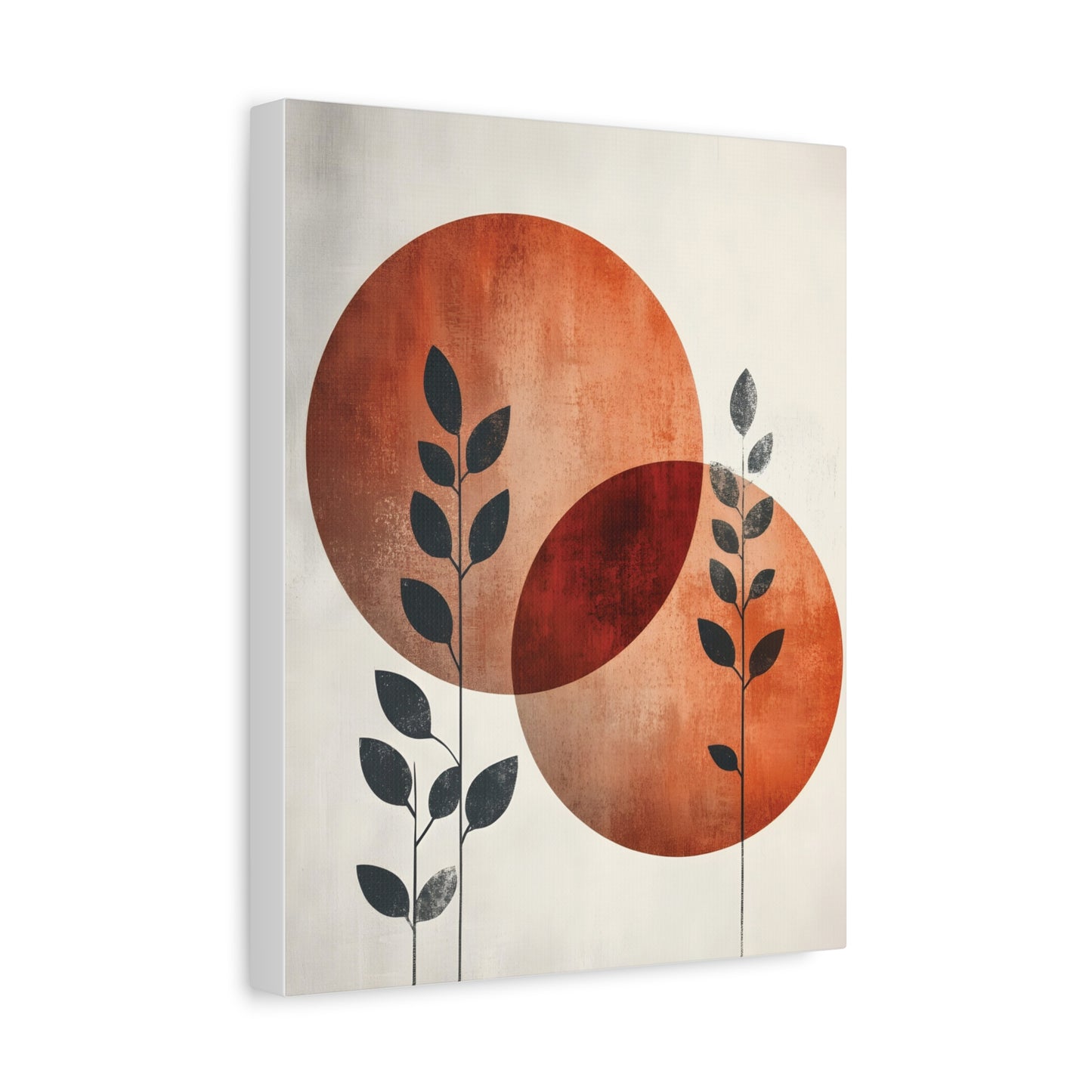 Abstract Botanical Canvas Print — Terracotta Circles Wall Art