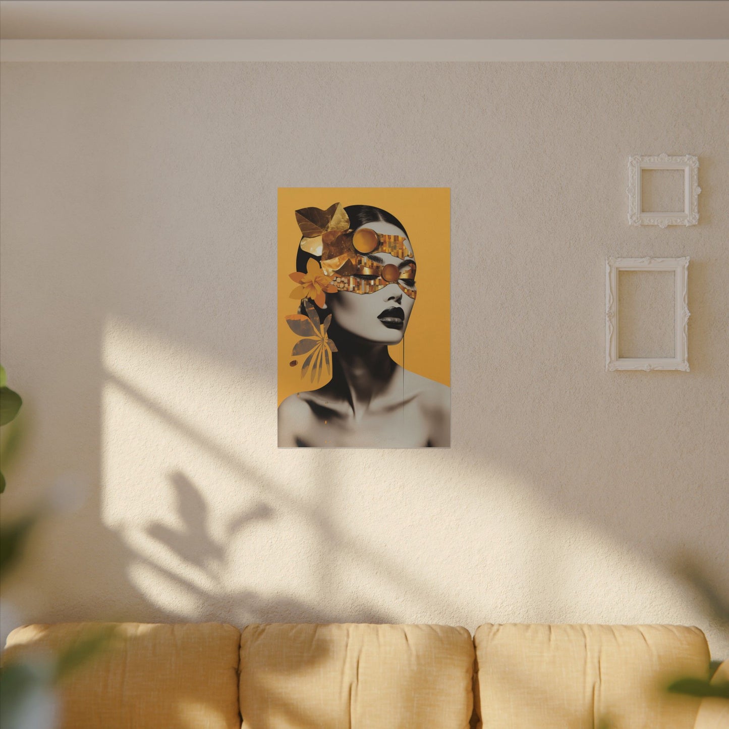 Elegant Gold-Toned Portrait Canvas Art - Modern Wall Decor