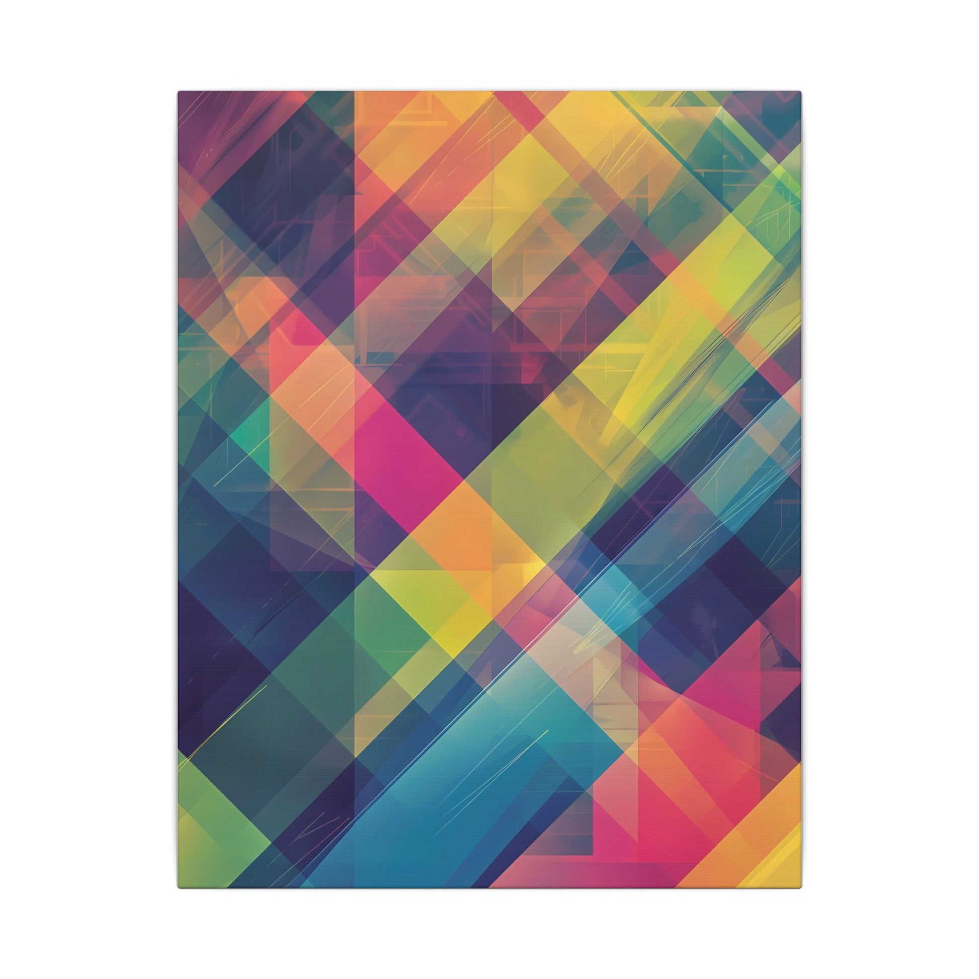 Chromatic Explosion Canvas Art: Abstract Geometric Overlap