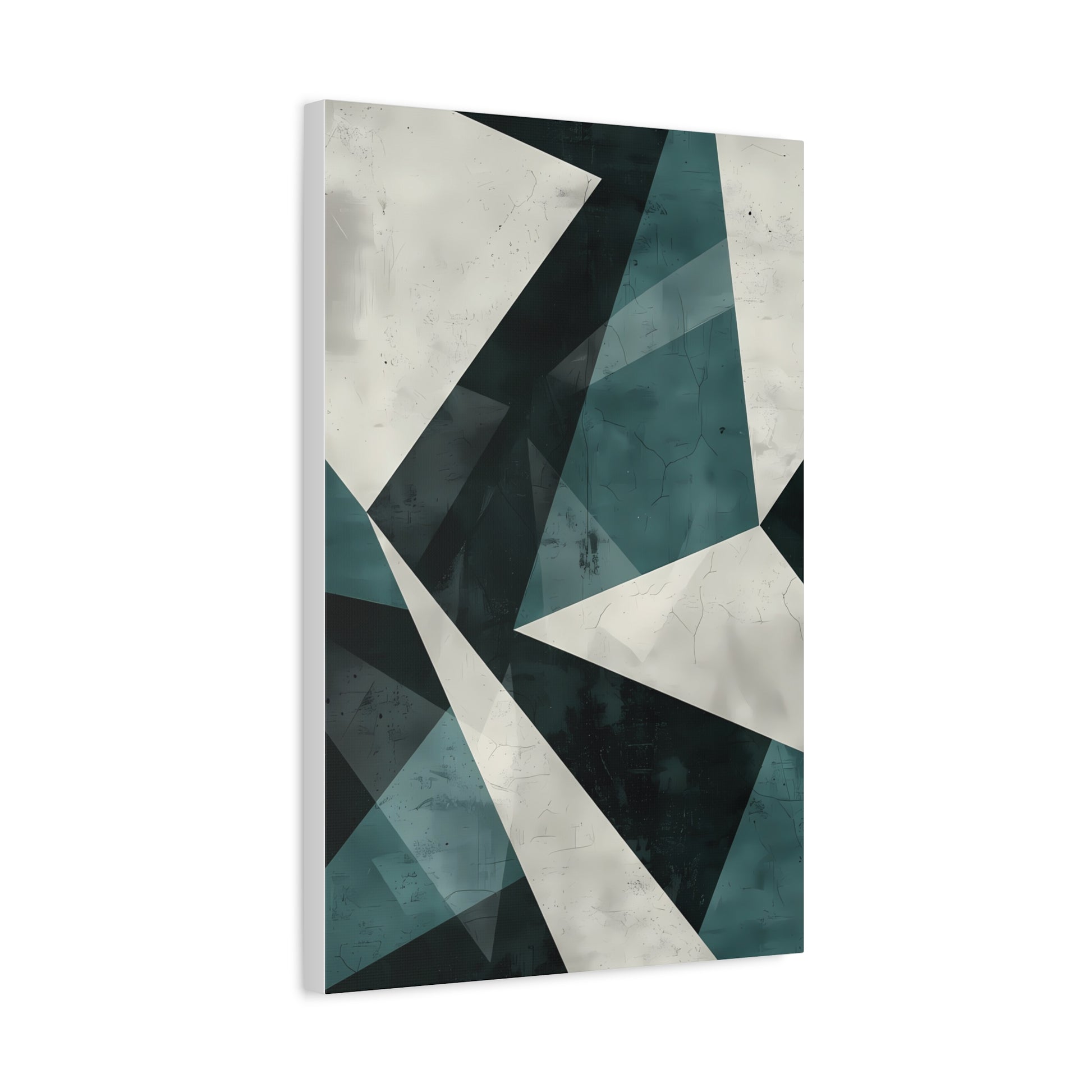 Fractured Teal — Abstract Geometric Art Print