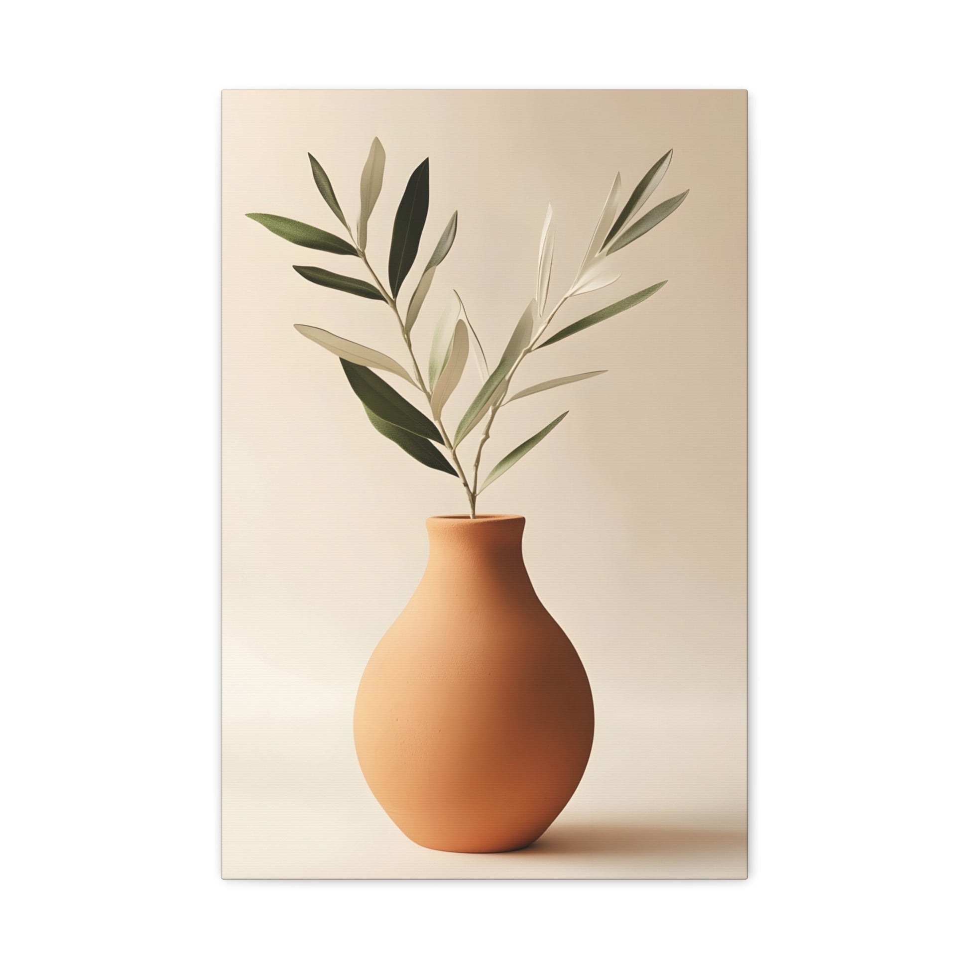 Minimal Terracotta Vase Canvas Print — Matte Stretched Wall Art