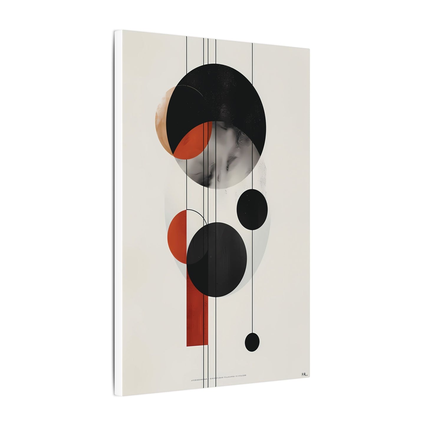 Modern Abstract Geometric Canvas Print: Black, Terracotta & Red Circles
