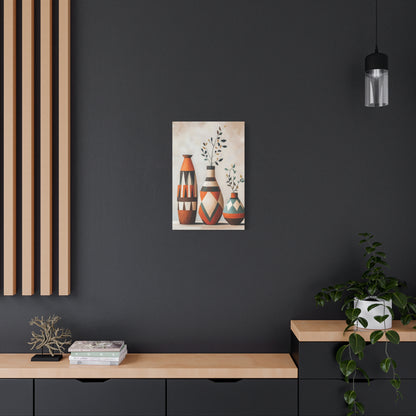 Geometric Vases Canvas Wall Art – Boho Tribal Matte Stretched Print