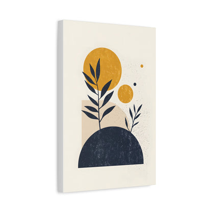 Minimalist Sun and Leaves Illustration