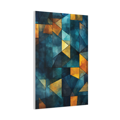 Midnight Mosaic” — Blue & Gold Abstract Print