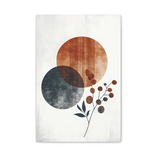 Terracotta and Charcoal Abstract Circle Print
