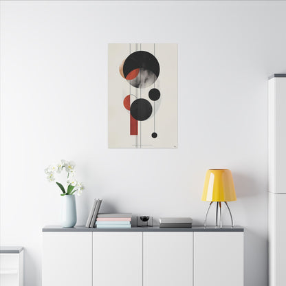 Modern Abstract Geometric Canvas Print: Black, Terracotta & Red Circles