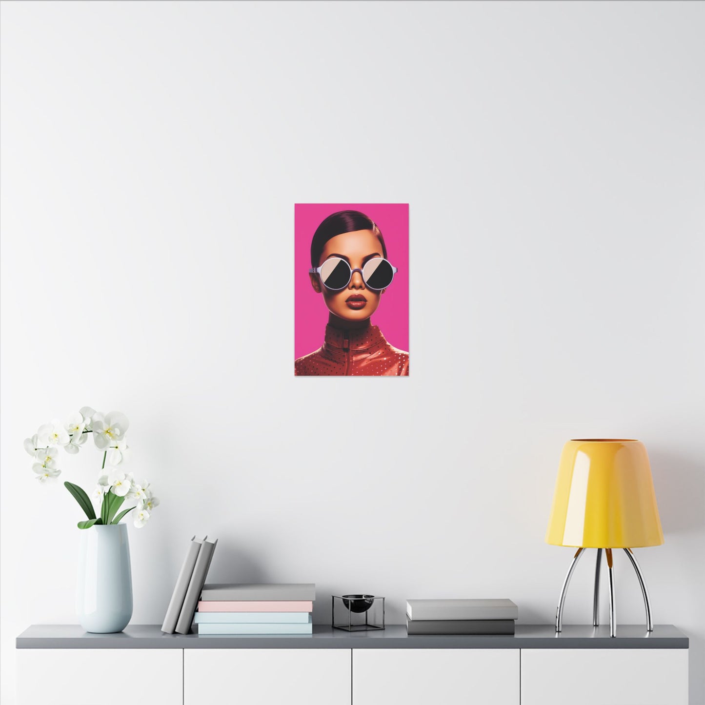 Fashionable Wall Art Canvas - Bold Pink Portrait with Sunglasses