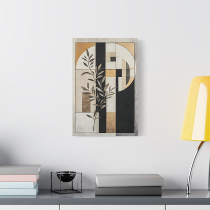 Abstract Botanical Canvas Wall Art – Geometric Olive Branch Matte Stretched Canvas