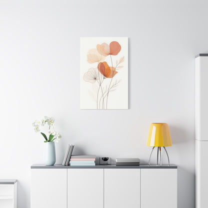 Botanical Bloom Matte Canvas Wall Art — Minimal Orange Floral Stretched Print