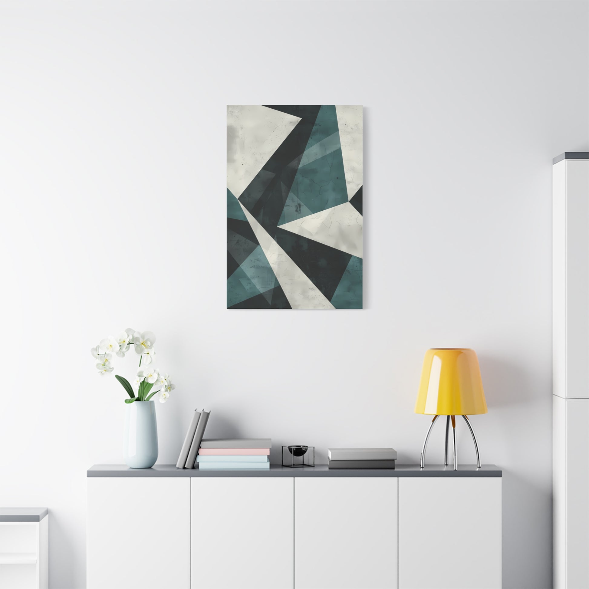 Fractured Teal — Abstract Geometric Art Print