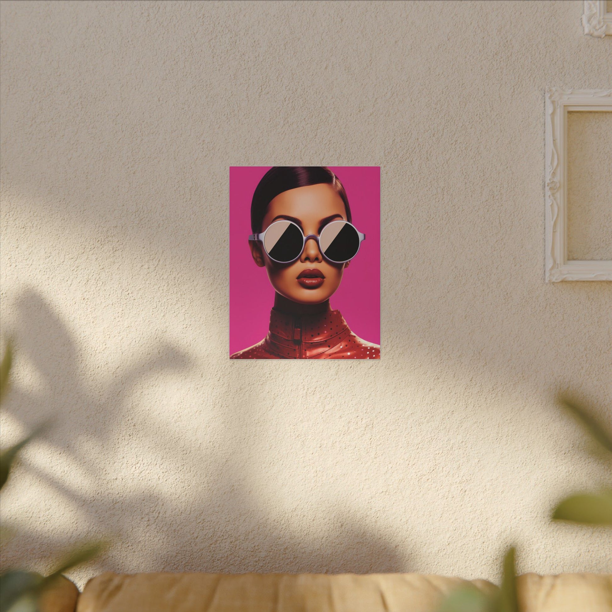 Fashionable Wall Art Canvas - Bold Pink Portrait with Sunglasses