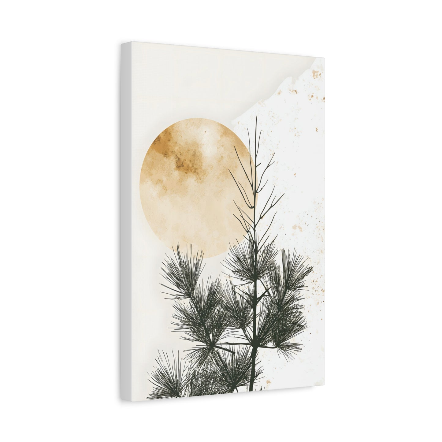 Pine Silhouette Canvas Print – Minimal Moon Wall Art (Matte Stretched)