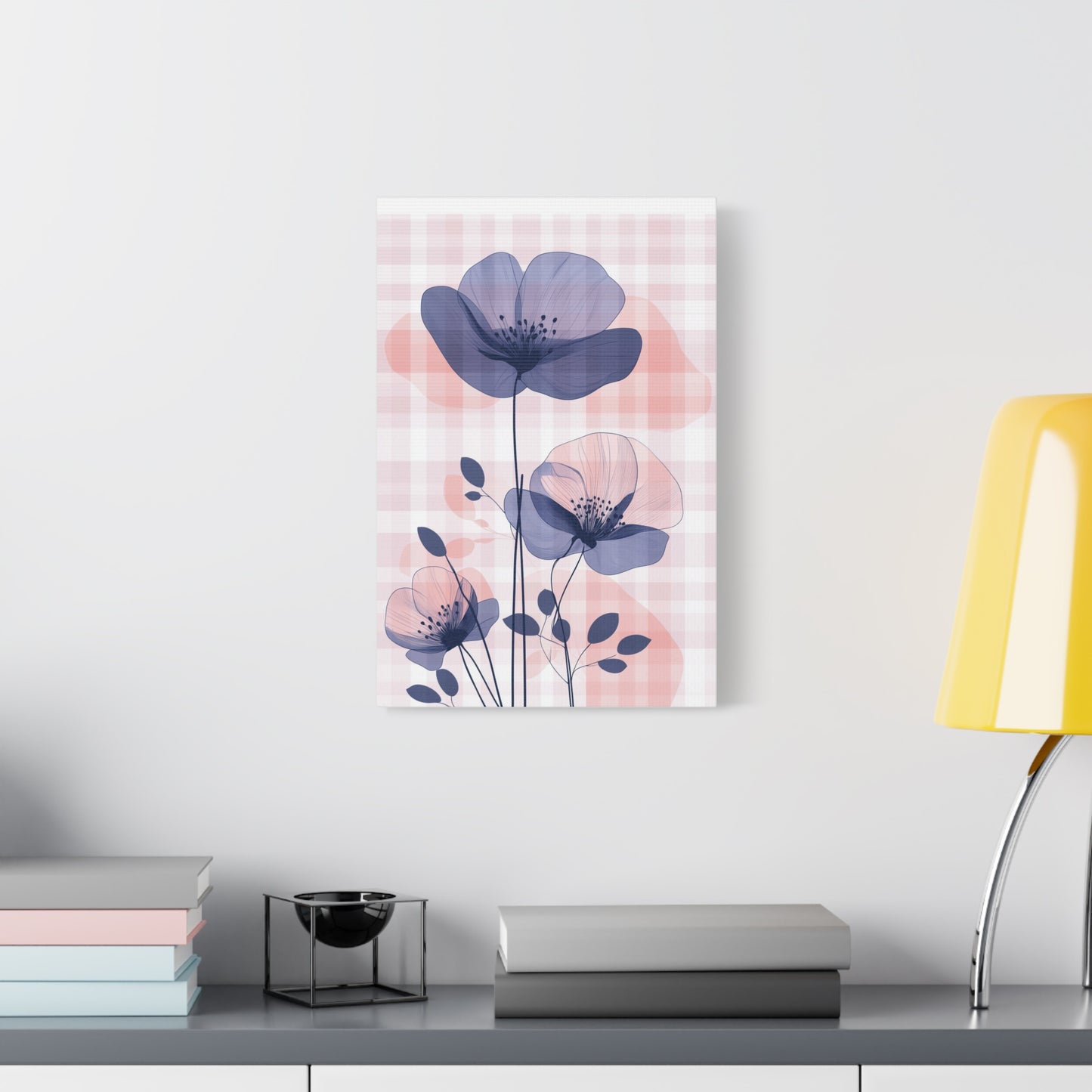 Blush & Indigo Blooms — Delicate Floral Illustration