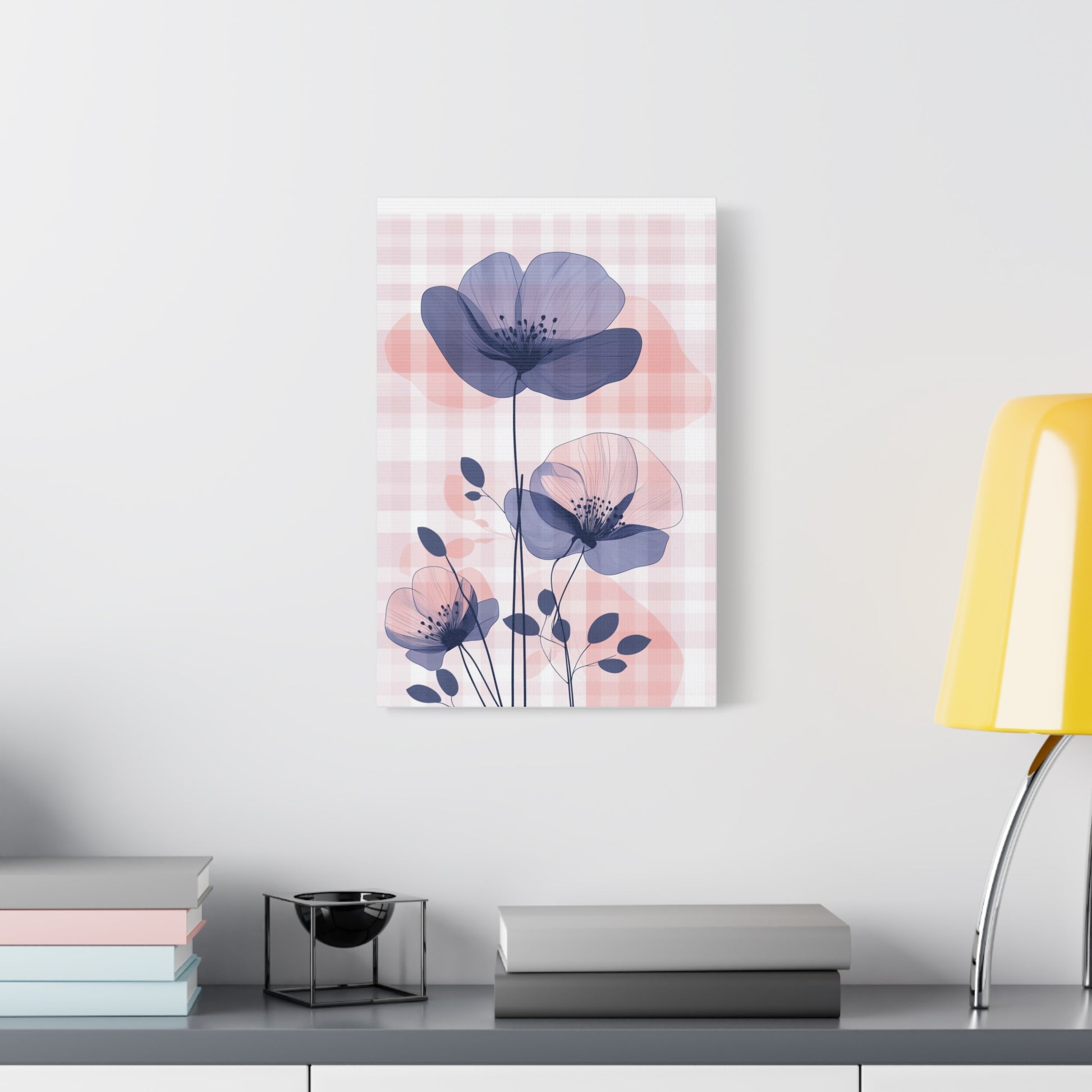 Blush & Indigo Blooms — Delicate Floral Illustration