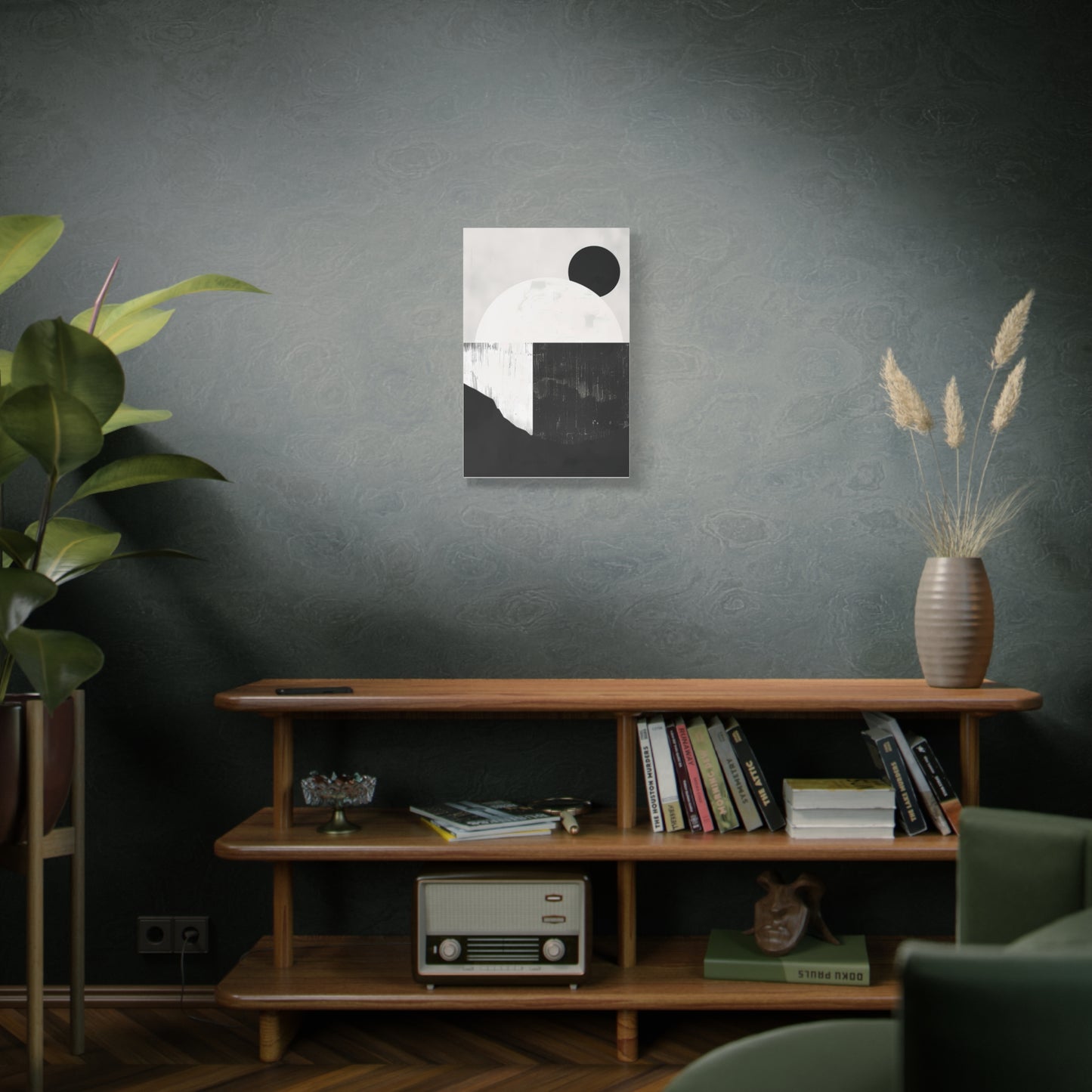 Monochrome Geometric Landscape Canvas