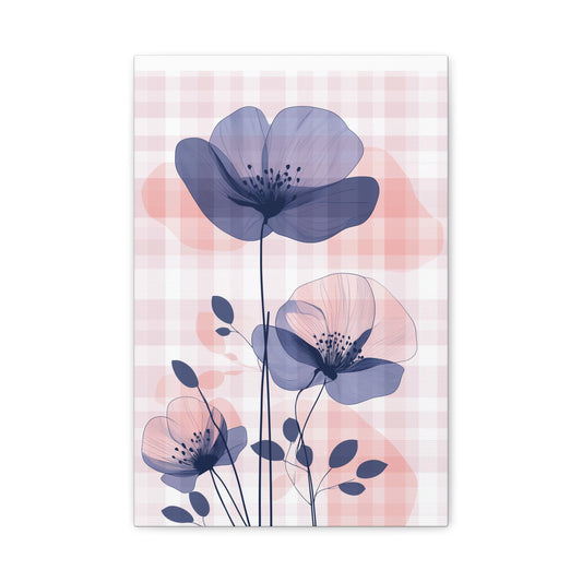 Blush & Indigo Blooms — Delicate Floral Illustration