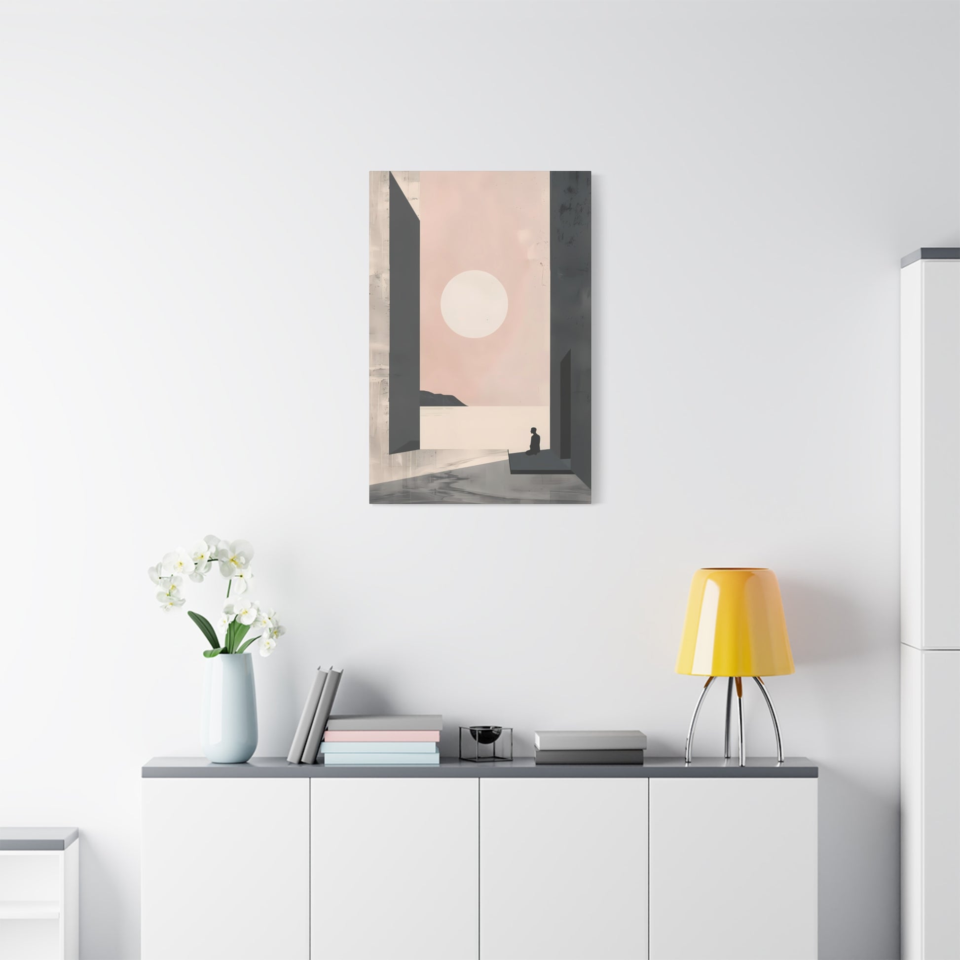 Serene Sunset Minimalist Canvas Art — Meditation Seascape Matte Stretched Print