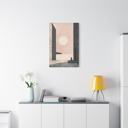 Serene Sunset Minimalist Canvas Art — Meditation Seascape Matte Stretched Print