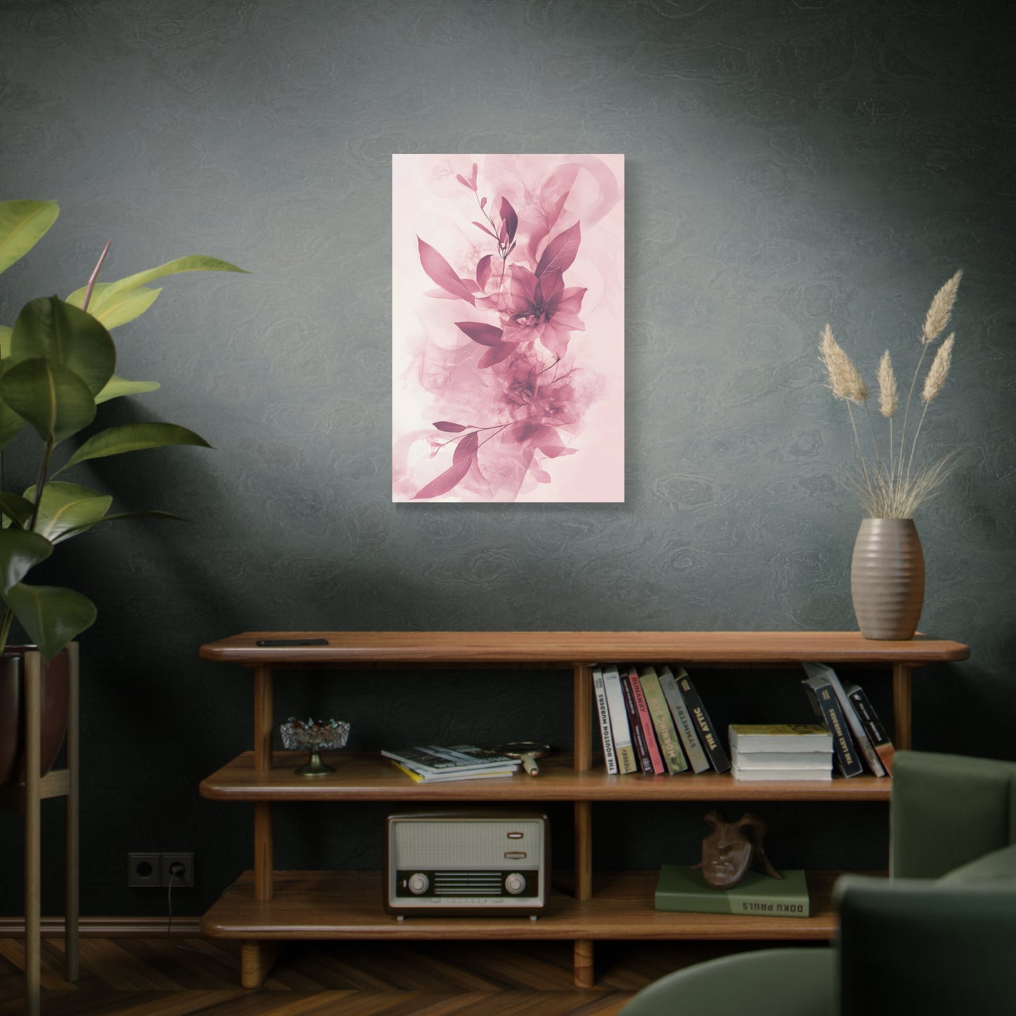 Blush Floral Canvas Wall Art — Pink Botanical Matte Stretched Canvas