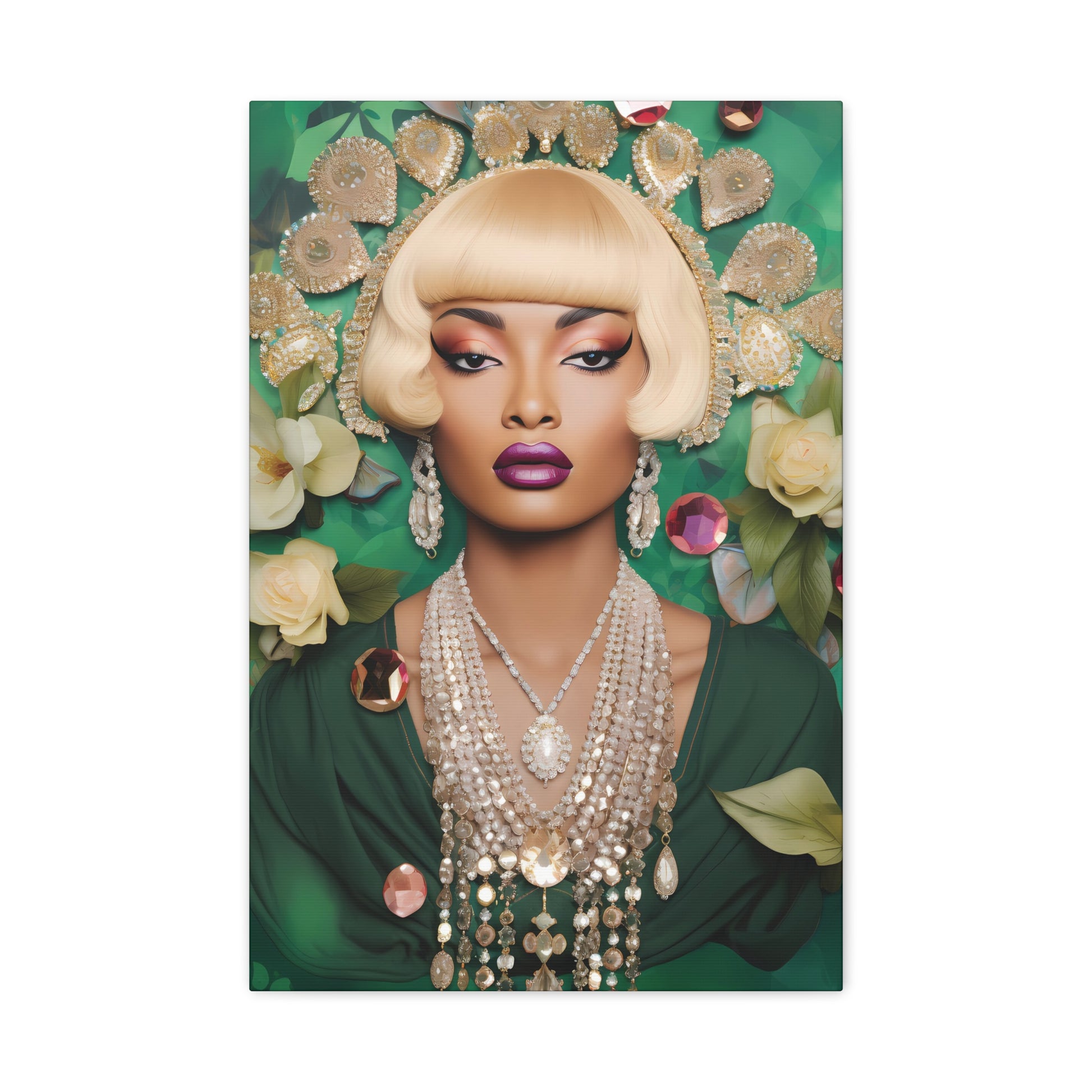 Glam Portrait Canvas – Vintage-Inspired Blonde Beauty Wall Art