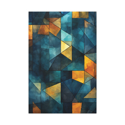 Midnight Mosaic” — Blue & Gold Abstract Print