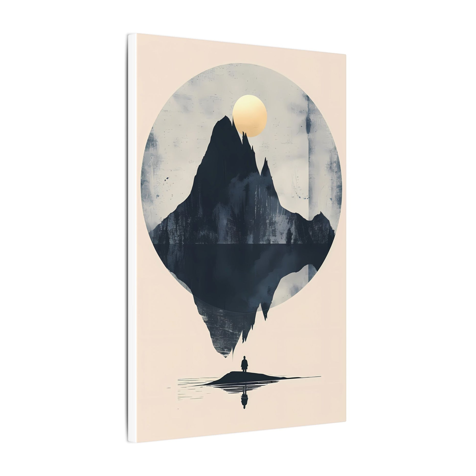 Golden Solstice Canvas Art: Abstract Mountain Reflection