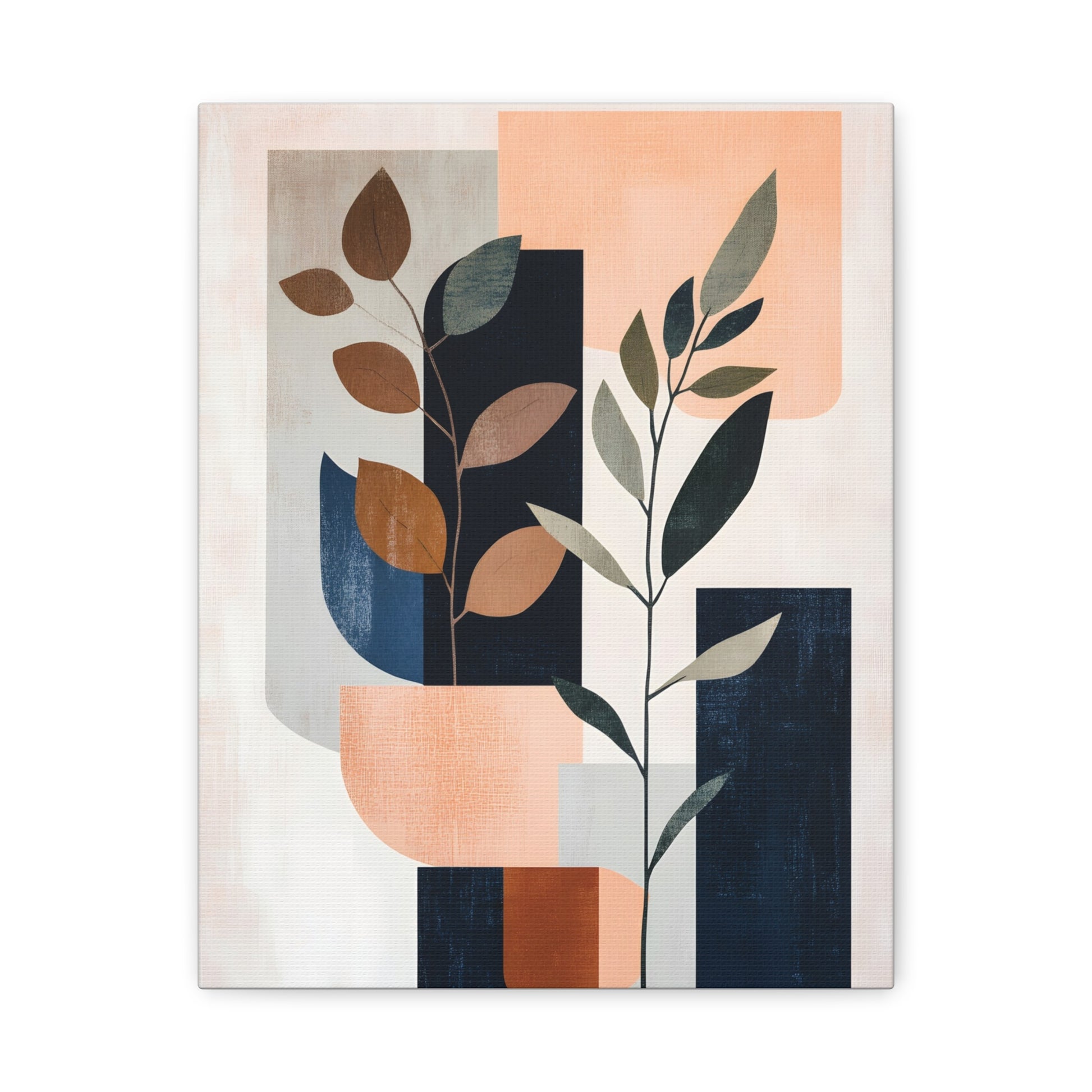 Geometric Shapes with Leaf Illustration Print